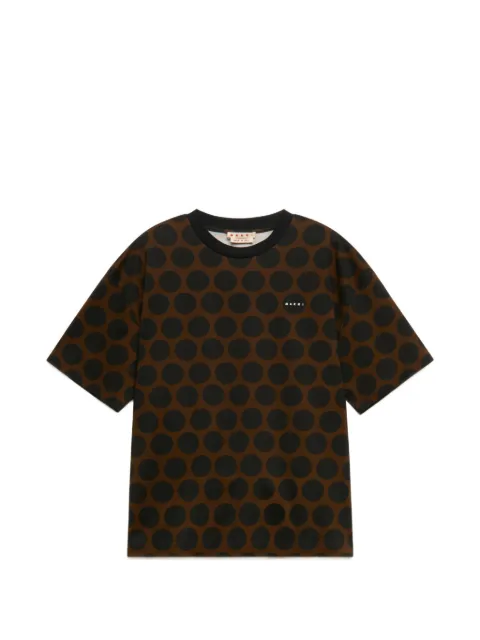 Marni brown cotton T-shirt with Polka Rhythm print Brown HUJY0001S1UTC648