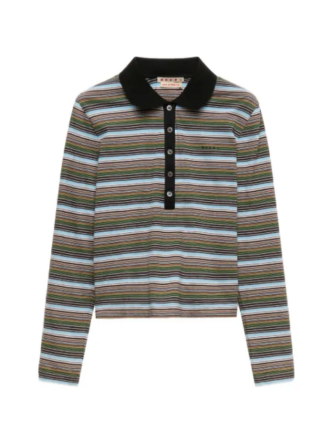 Marni multicolour striped jersey polo shirt Brown POJE0001LSUTC681