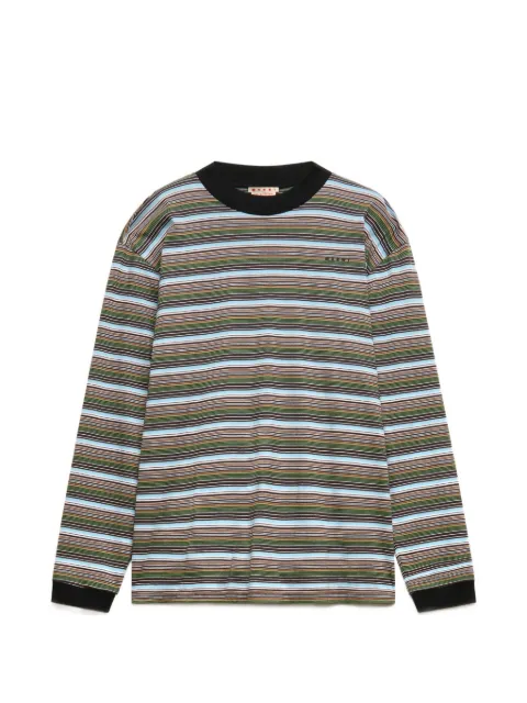 Marni striped embroidered T-shirt Brown HUJY0242S0UTC681