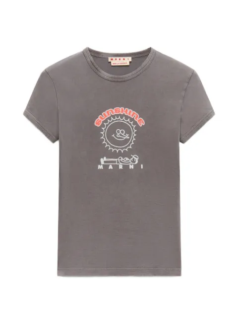 Marni grey cotton T-shirt with sunshine print Grey THJE0400GPUSCZ30