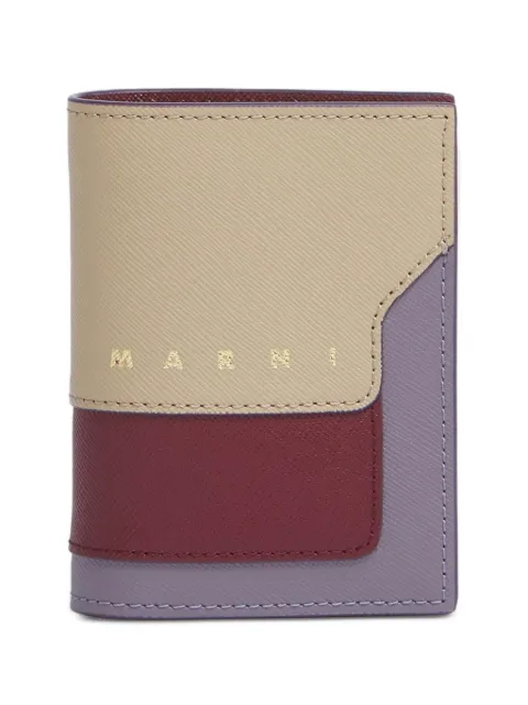 Marni taupe, ruby and purple saffiano-leather bifold wallet Red PFMOQ14U29LV520