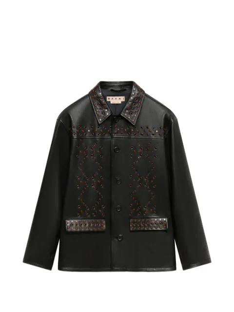 Marni black leather jacket with studded front Black JUMY0219UXULA770