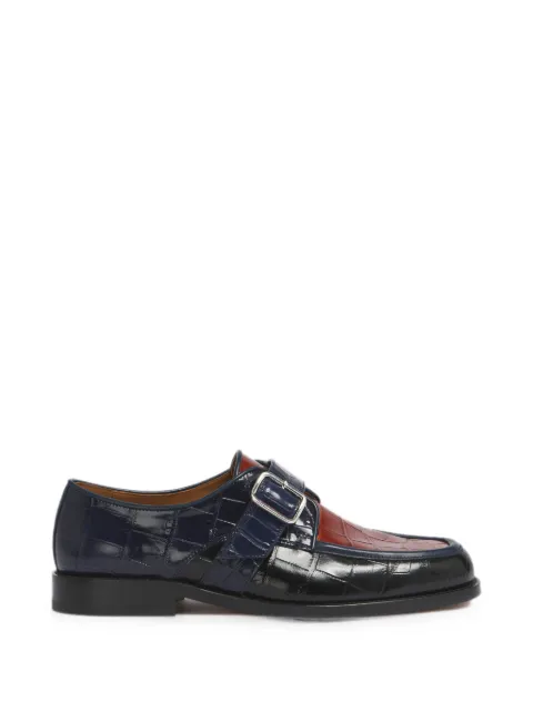 Marni bBlack, brown and blue croc-embossed leather Bambi buckle shoes Black MOMR008302P7839