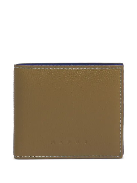 Marni light brown leather bifold wallet with contrast stitching Neutrals PFMI0109U0P6533