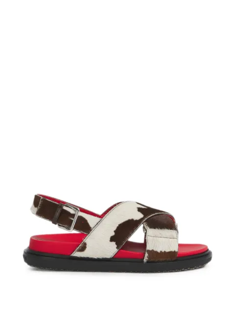 Marni white and brown cow-print ponyhair Fussbett Brown FBMS015701P9283