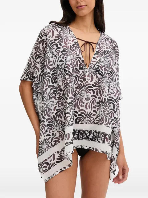 TWINSET paisley-print tie-neck mini kaftan White 261LM5BLL