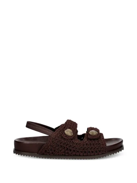 TWINSET crochet shell-embellished sandals Brown 261TGT046