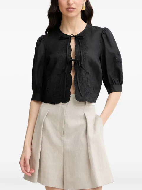 TWINSET broderie-anglaise linen shirt Black 261TT2120