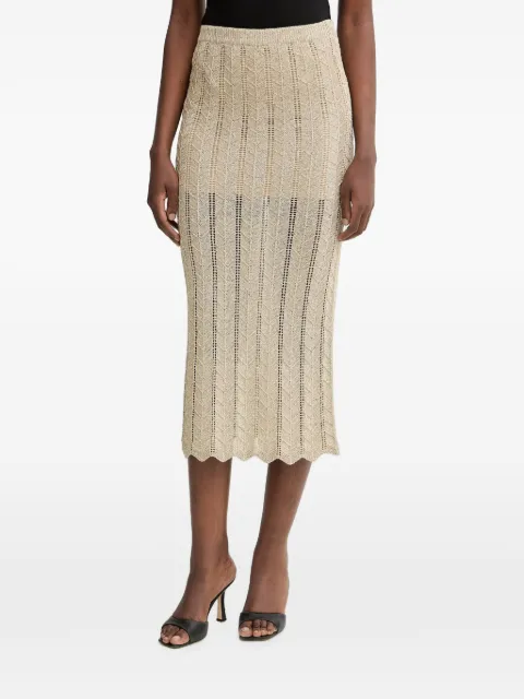 TWINSET scalloped-hem knit midi skirt Neutrals 261TT3323