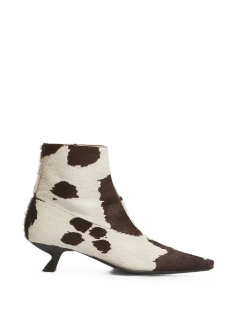 Marni white and brown cow-print ponyhair Cindi boots White TCMS013104P9283