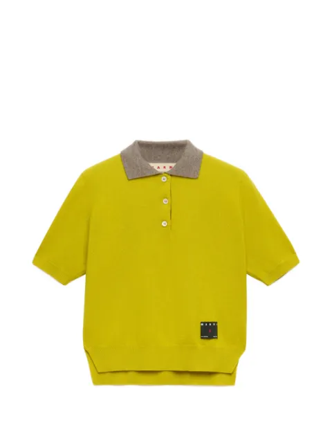 Marni yellow cashmere polo-shirt with contrast collar Yellow POMD0068EQUFX331