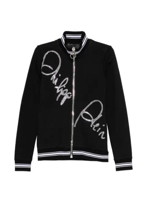 Philipp Plein crystal-embellished bomber jacket Black F18CWJB0384PJO002N