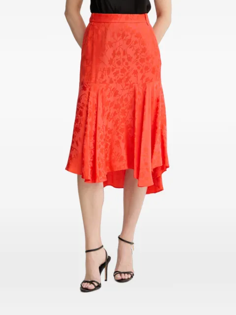 PINKO floral-jacquard asymmetric-hem midi skirt Orange 106810A3AN