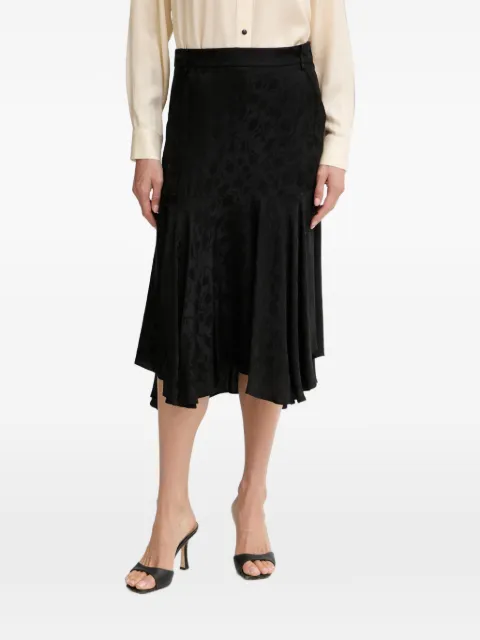 PINKO floral-jacquard asymmetric midi skirt Black 106810A3AN