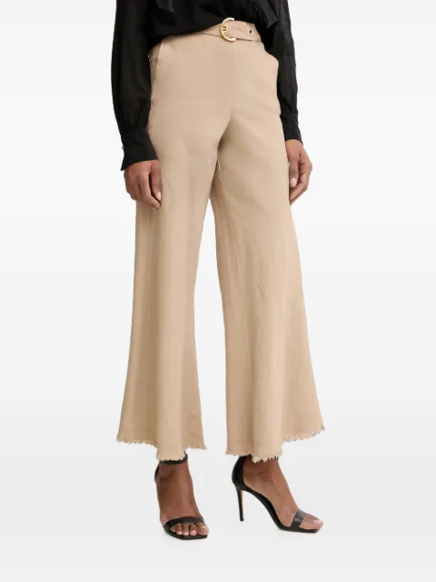 PINKO belted frayed-hem trousers Neutrals 106548A34G