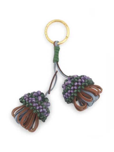 Marni brown and blue leather keyring with wooden bead detail Purple PCMO0071Q0P9278
