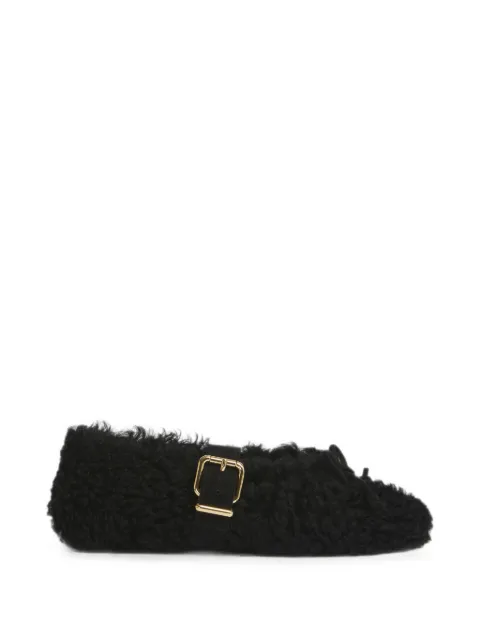 Marni black shearling ballerinas with buckle Black BAMS007200P7844