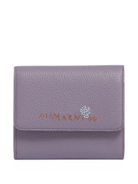 Marni Mending logo-embroidered leather cardholder Purple PFMO0136U0P6533