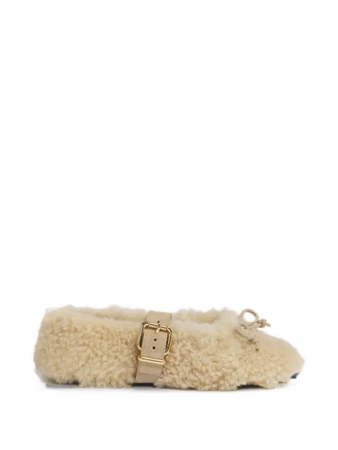 Marni cream shearling ballerinas with buckle Neutrals BAMS007200P7844