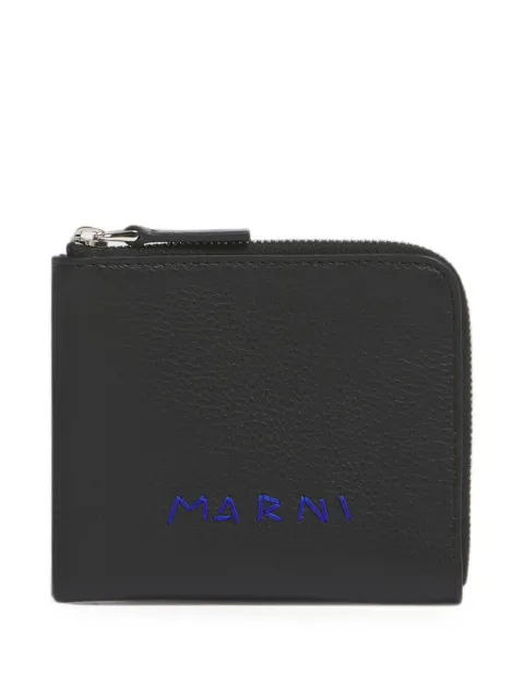 Marni logo-embroidered zip-around wallet Black PFMI0095Q0P6533