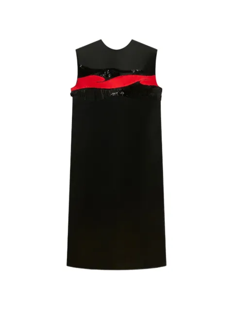 Marni black satin dress with crimson flow patches Black ABMA1600SUUSR033