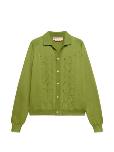 Marni green techno knit cardigan with polo collar Green CDMG0195A0UFN100