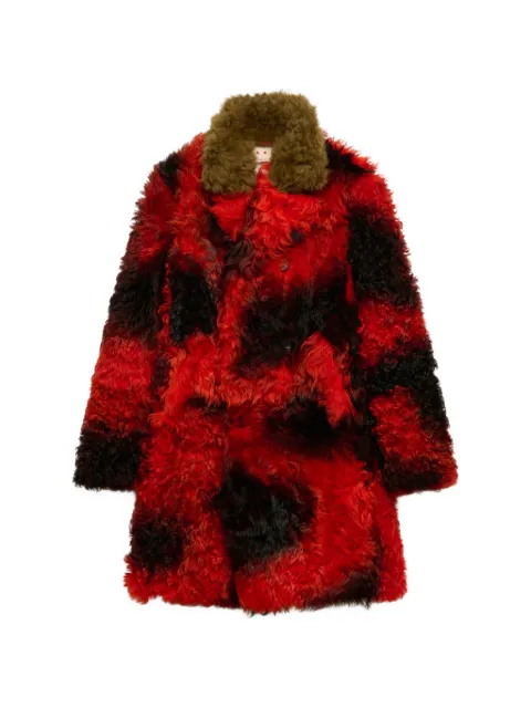 Marni red fur coat with spots Red TUMY0153QUULM141