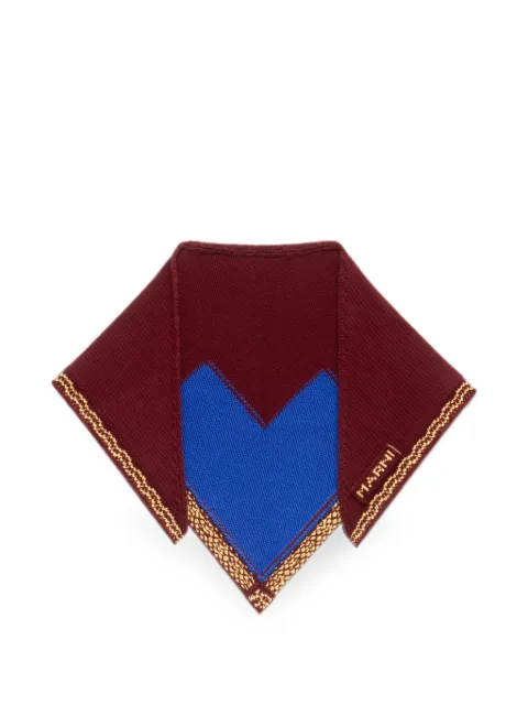 Marni logo-intarsia knitted bandana scarf Red ACMC0211Q0UFH100