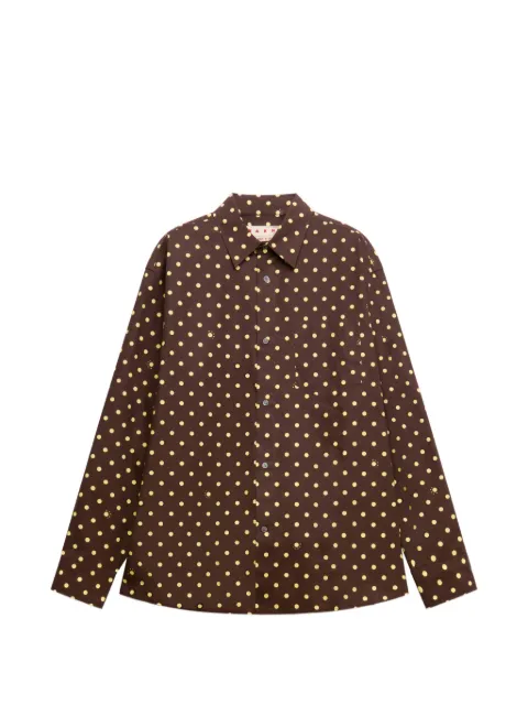 Marni brown poplin shirt with Polka Rhythm print Brown CUMU0396A0UTC677