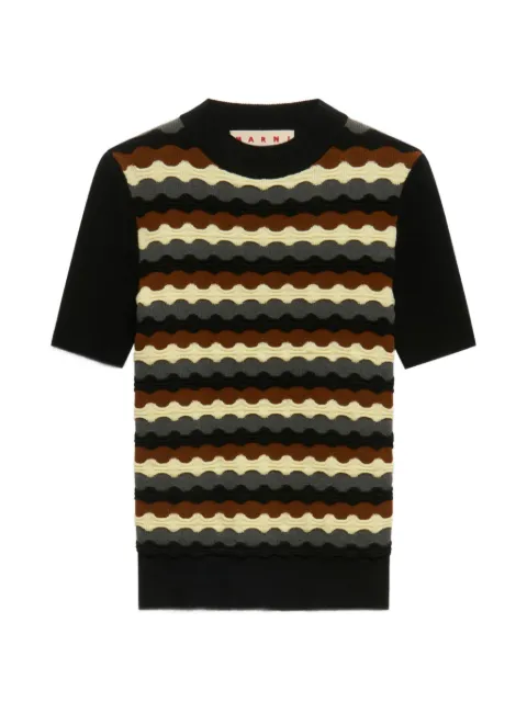 Marni black wool jumper with 3D wave Black GCMD0677EQUFH557