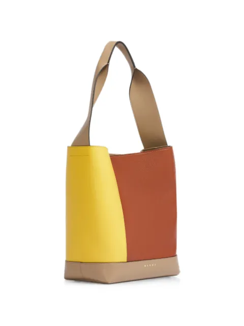 Marni yellow, brown and taupe leather Pod 2.0 bag Brown SCMP0086U4P8902