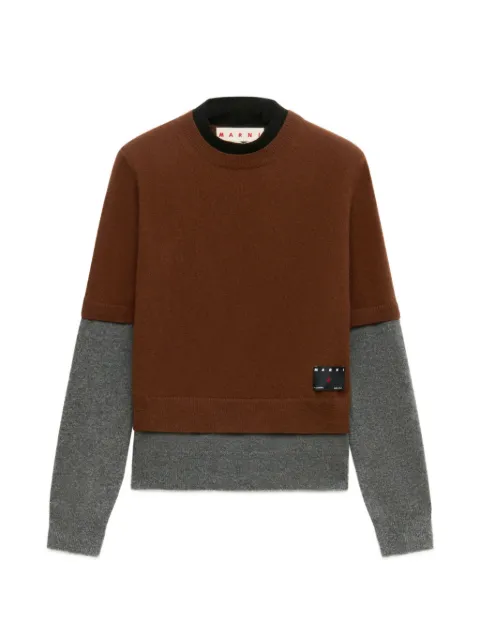 Marni brown cashmere jumper with layered effect Brown GCMD0678Q0UFX331