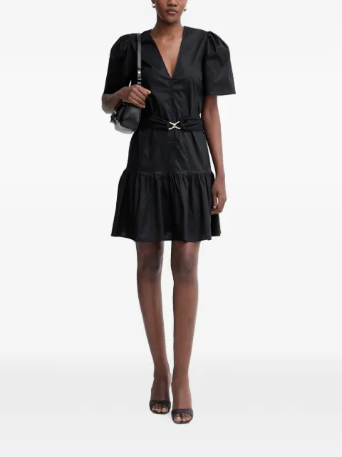 TWINSET V-neck puff-sleeve midi dress Black 261TT2160