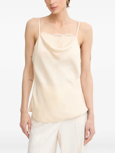 TWINSET lace-trim cowl-neck top Neutrals 261AT2087