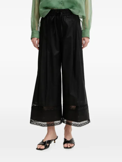 TWINSET lace-trim wide-leg cropped trousers Black 261TT2252