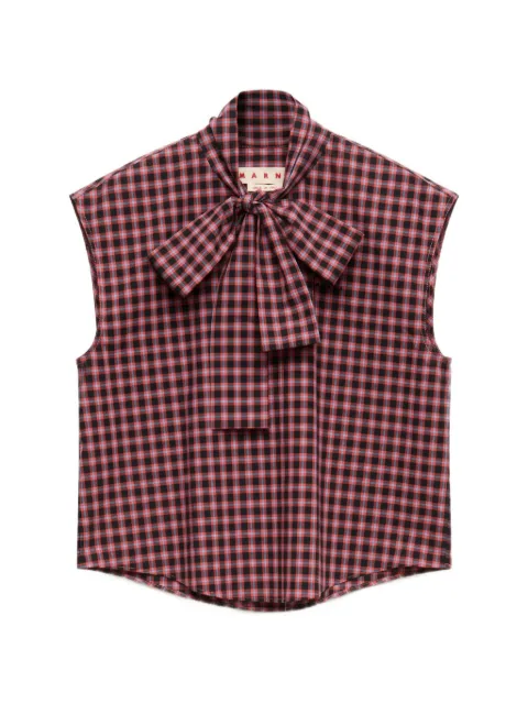 Marni checked pussy-bow shirt Pink TTMA0462S1UTC690