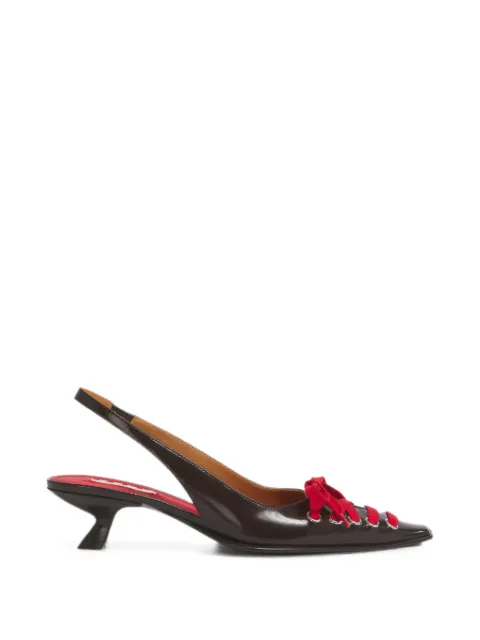 Marni deep brown leather Kat slingback pumps Brown PUMS016404P7838