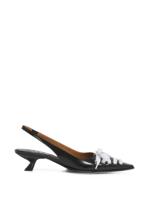Marni black leather Kat slingback pumps Black PUMS016404P7838