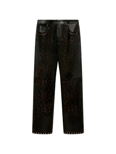 Marni black leather trousers with studded front Black PUMY0353UXULA770