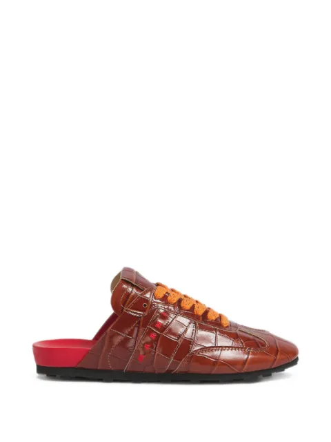 Marni crown croc-effect leather Softy Soccer slip-on sneakers Brown SNZW021200P7839