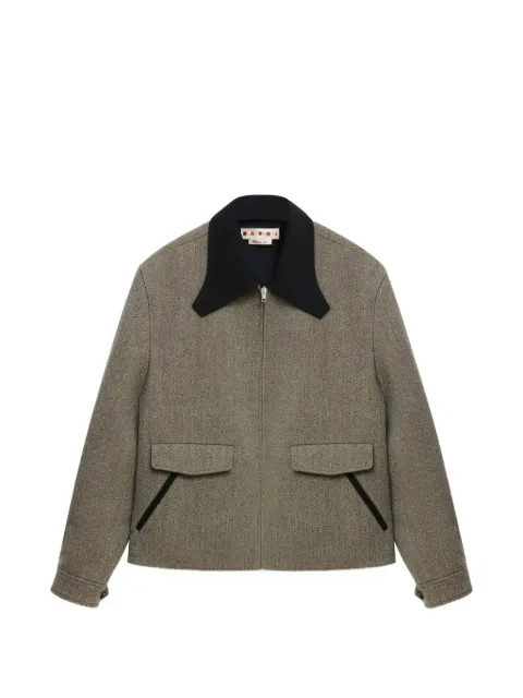 Marni taupe tweed jacket with sculptural collar Grey JUMU0216QUUTWA57
