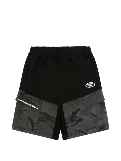 AAPE BY *A BATHING APE® AAPEUNVS camouflage-panel logo-print shorts Black AAPSPMD607XXQ