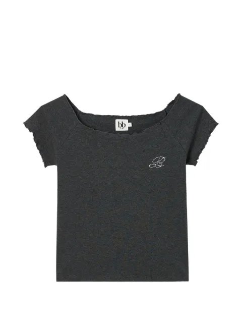 b+ab lettuce-trim rhinestone-embellished T-shirt Grey 6U698AS