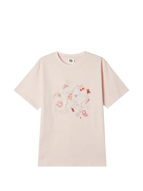 b+ab graphic-print bouclé-appliqué T-shirt Pink 6U695AS