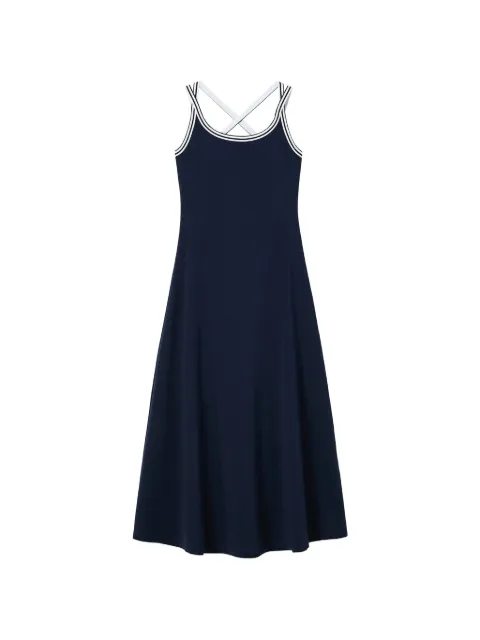 b+ab contrast-trim crossover-strap midi dress Blue 6U684AS