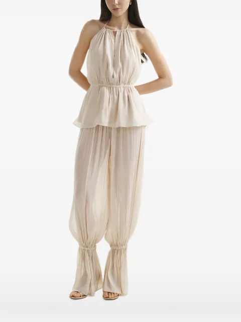 Mia Peculiar halterneck peplum top Neutrals 05MPHT01