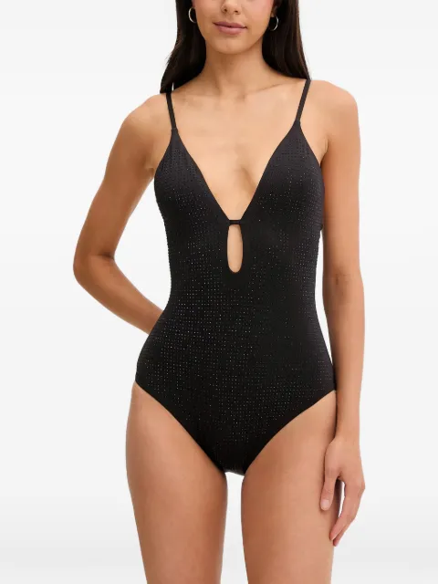 Michael Michael Kors rhinestone-embellished swimsuit Black MM17967