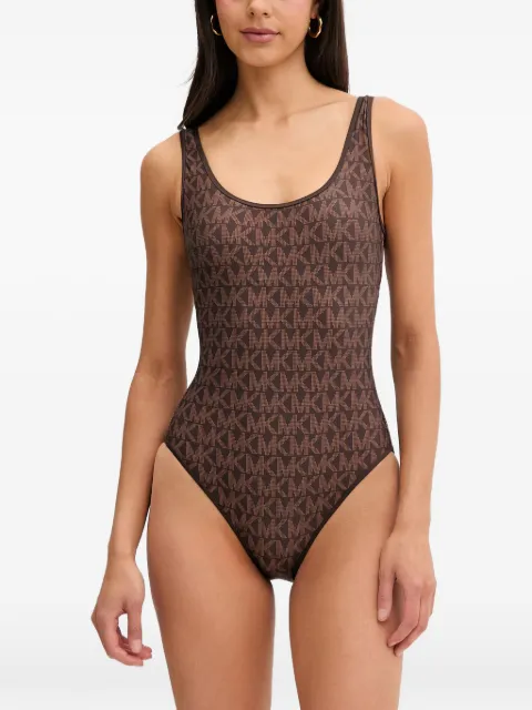 Michael Michael Kors reversible logo scoopneck swimsuit Brown MM31553
