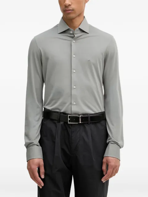 Michael Kors logo-embroidered long-sleeve shirt Grey MK0DS01535
