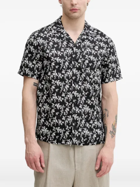 Michael Kors floral-print linen camp shirt Black CS6409LL1E